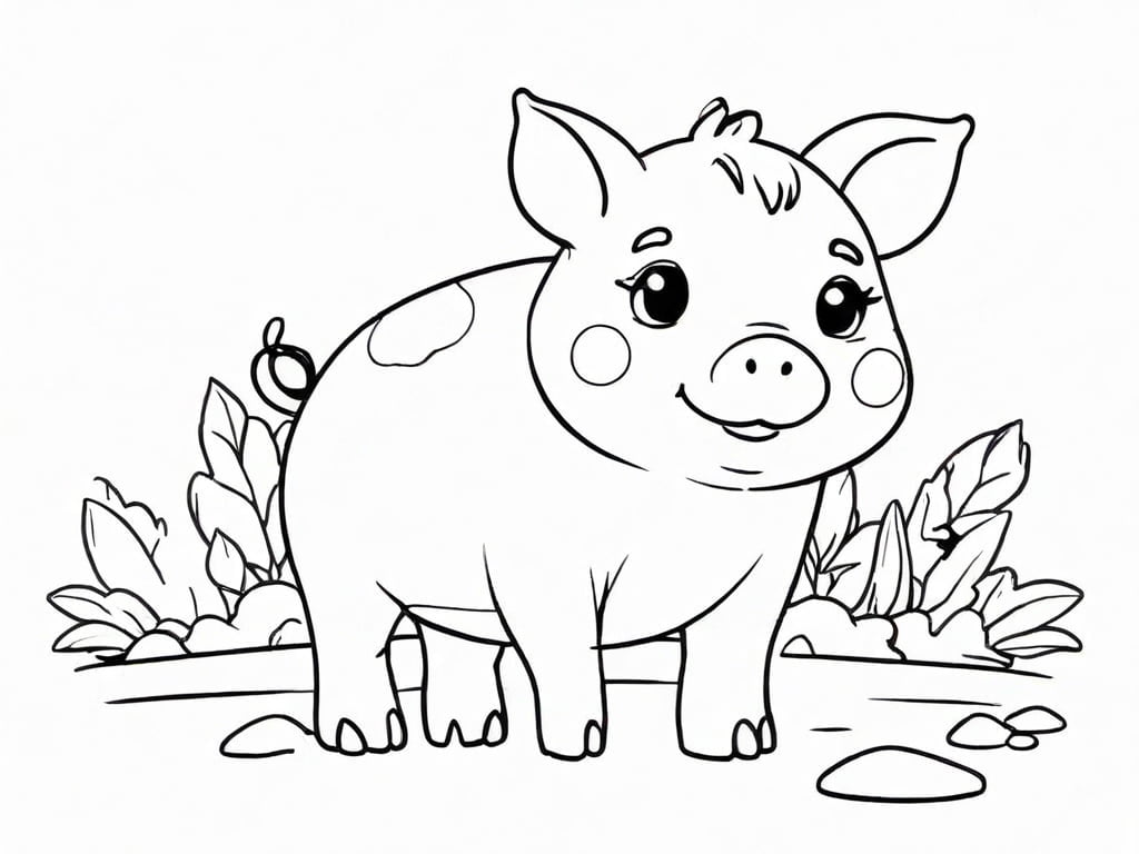 25 Cute Piggy Coloring Page - Printable for Kids