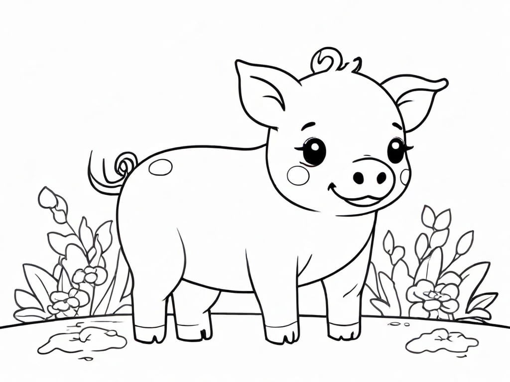 25 Cute Piggy Coloring Page - Printable for Kids