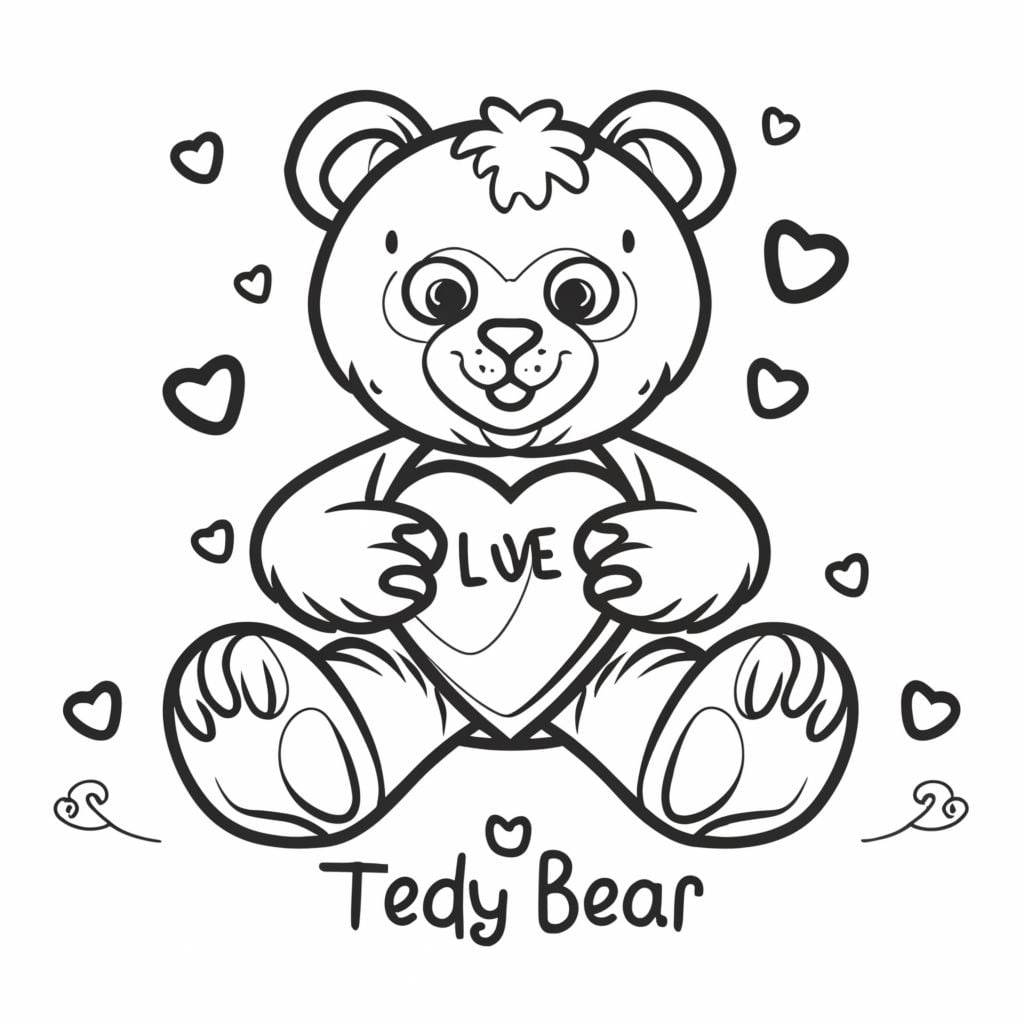 Teddy Bear Valentine Voloring Pages