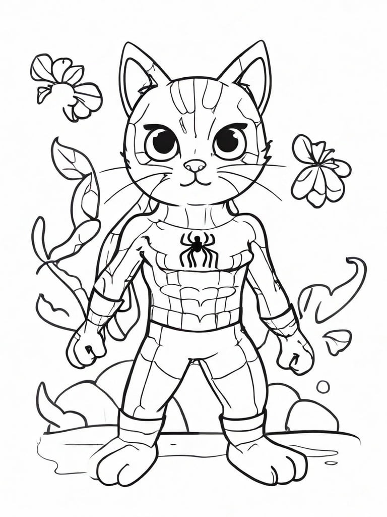 printable Spiderman Cat Coloring Pages